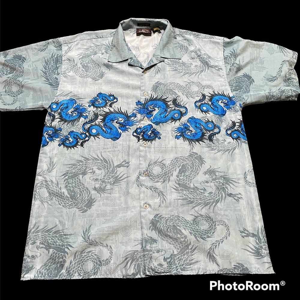 Vintage No Contest Dragon All Over Buttondown Shirt Size: XL